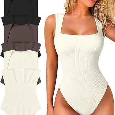 Body mujer sin manga con escote cuadrado beige L/XL