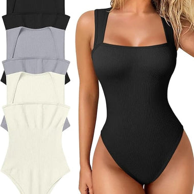 Body mujer sin manga con escote cuadrado negro L/XL